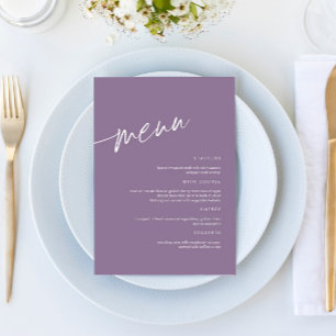 Dusty Purple Minimalist Wedding Menu