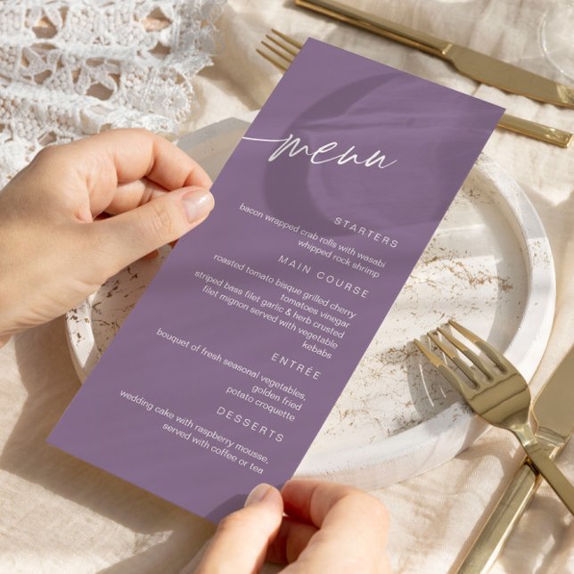Dusty Purple Minimalist Wedding Menu (Creator Uploaded)
