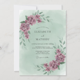 Dusty Purple Mint Peony Wedding Invitation