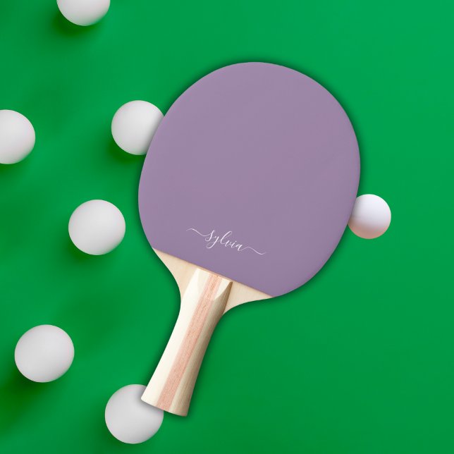 Dusty Purple Modern Girly Monogram Name Ping Pong Paddle (Dusty Purple Monogram Ping Pong Paddle)