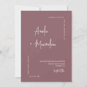 Dusty Purple Modern Minimal QR Code Photo Wedding  Invitation