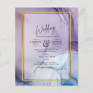 Dusty Purple Navy Blue Gold INK Wedding INVITE Flyer