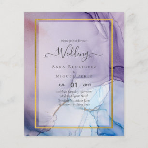 Dusty Purple Navy Blue Gold INK Wedding INVITE Flyer