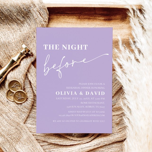 Dusty Purple Night Before Rehearsal Dinner Invite (Creator Uploaded)