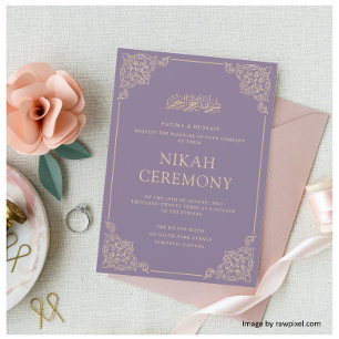Dusty Purple Nikah Islamic Muslim Wedding Invitation