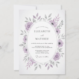 Dusty Purple Painterly Floral Wedding Invitation