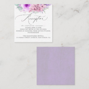 Dusty Purple Pink Floral Wedding Reception Enclosure Card