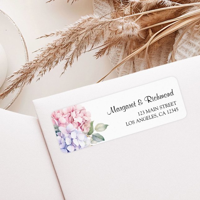 Dusty Purple & Pink Hydrangea Wedding  Address Return Address Label (Creator Uploaded)