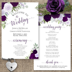 Dusty Purple & Plum Floral Budget Wedding Program