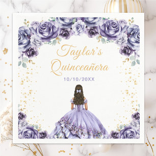 Dusty Purple Princess Floral Quinceañera Napkin