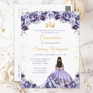 Dusty Purple Princess Floral Quinceañera Postcard