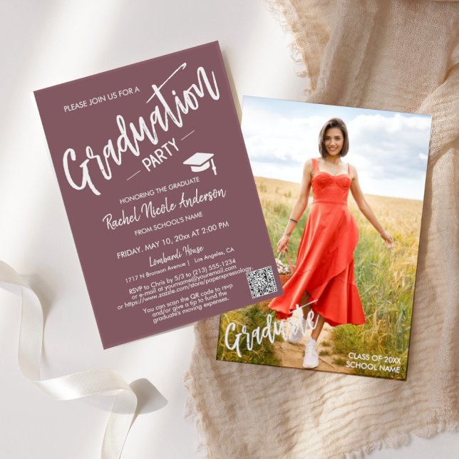 Dusty Purple QR Code Graduation Invitation (Creator Uploaded)