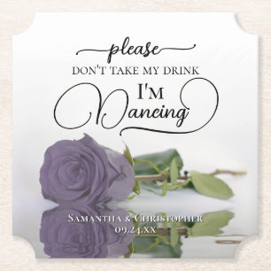 Dusty Purple Rose Don't Take My Drink Wedding Paper Coaster