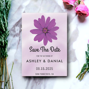 Dusty purple rose floral Wedding Save the Date Invitation
