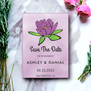 Dusty purple rose floral Wedding Save the Date Invitation