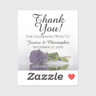Dusty Purple Rose Wedding Thanks Mini Bottle Label