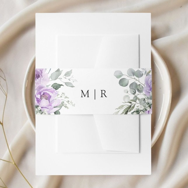 Dusty Purple Rustic Floral Wedding Invitation Belly Band (Creator Uploaded)