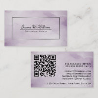 Dusty Purple & Silver Abstract Watercolor QR Code