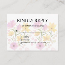 Dusty Purple Silver Grey Floral Rustic RSVP Card
