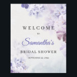 Dusty purple spring floral bridal shower welcome poster<br><div class="desc">Dusty purple spring floral bridal shower welcome sign 8x10 poster, This exceptional bohemian floral design featured watercolor hand-painted purple, dusty blue, dusty pink, lilac, brown, and beige flowers and combined modern trendy calligraphy script font. Тhis irresistible colourful symphony is elegantly set on ivory watercolor background. Delicate purple and powdery blue...</div>