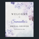Dusty purple spring floral bridal shower welcome poster<br><div class="desc">Dusty purple spring floral bridal shower welcome sign 8x10 poster, This exceptional bohemian floral design featured watercolor hand-painted purple, dusty blue, dusty pink, lilac, brown, and beige flowers and combined modern trendy calligraphy script font. Тhis irresistible colourful symphony is elegantly set on ivory watercolor background. Delicate purple and powdery blue...</div>