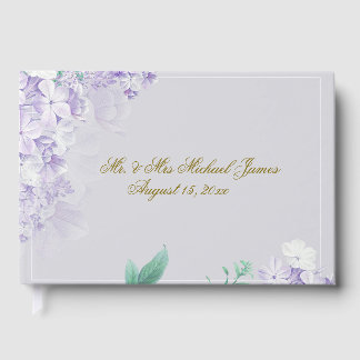 Dusty Purple Spring Flowers Wedding Reception Guest Book