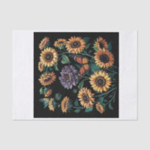 Dusty Purple Sunflower, Dramatic Floral Decoupage 