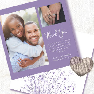 Dusty Purple Sweet Message Wedding Thank You  Invitation
