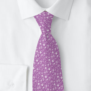 Dusty Purple Tiny Flowers Tie