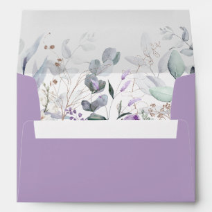 Dusty Purple Watercolor Floral Wedding Invitation  Envelope