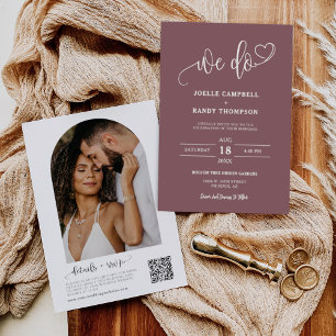 Dusty Purple We Do Boho Wedding QR Code Photo Invitation