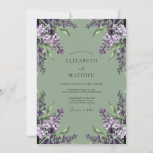 Dusty Purple Wildflower Wedding Invitation
