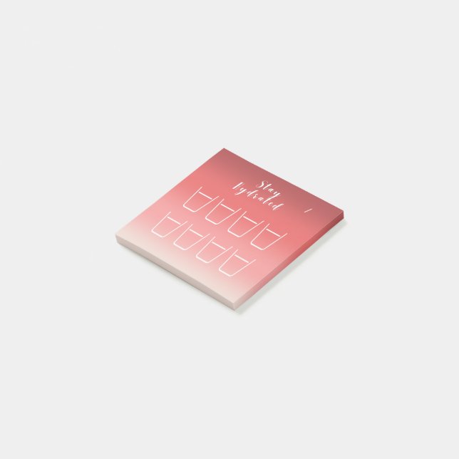 Dusty Red Pink Gradient Water Drinking Tracker Post-it Notes (Angled)