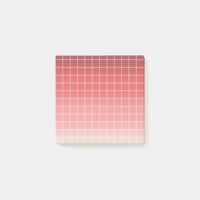 Dusty Red Pink Gradient white Graph lines Post-it Notes (Front)