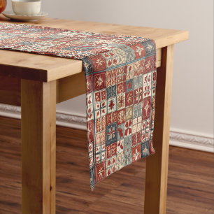 Dusty Red, White, Blue Country Short Table Runner