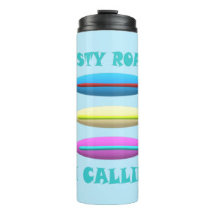 Dusty Road design pale blue with words Thermal Tumbler