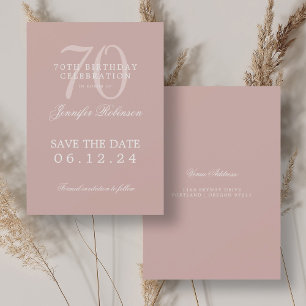 Dusty Rose 70th Birthday Save the Date Invitation