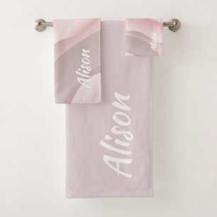 Dusty Rose abstract name Bath Towel Set