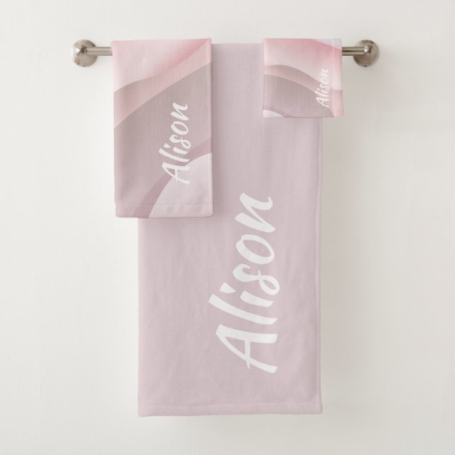 Dusty Rose abstract name Bath Towel Set (Insitu)