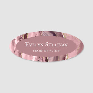 Dusty Rose Agate Name Tag