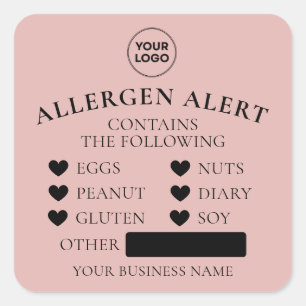 Dusty Rose Allergy Alert Bakery Cake Food Sticker