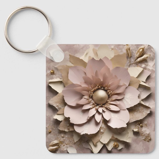 Dusty Rose Aluminium Square Keychain (Front)