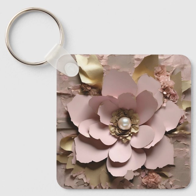 Dusty Rose Aluminium Square Keychain (Front)