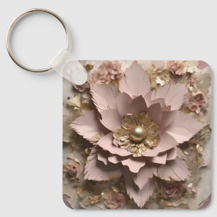 Dusty Rose Aluminum Squarre Keychain