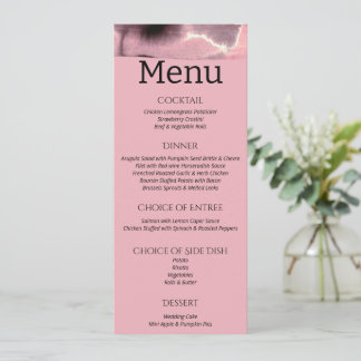 Dusty Rose and Black Modern Wedding Menu