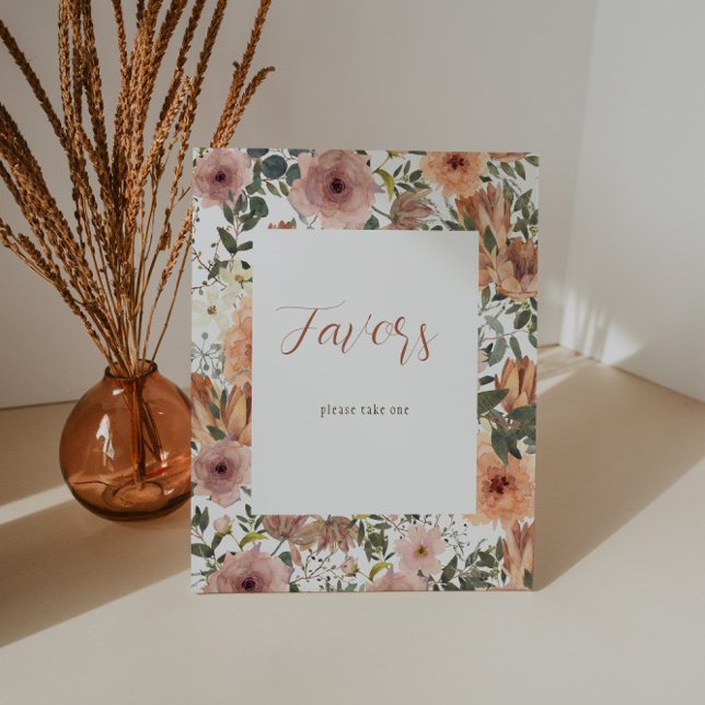 Dusty Rose and Burnt Orange Floral Favours Sign (Creator Uploaded)