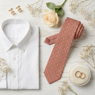 Dusty Rose and Champagne Micro Floral Vintage Tie