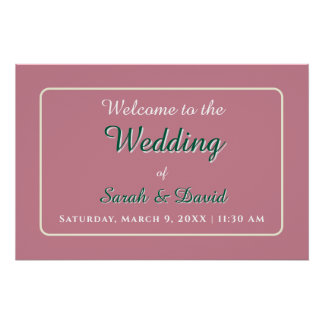 Dusty Rose and Emerald Green Wedding Glossy Poster