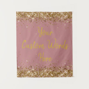 Dusty Rose and Gold Birthday Party Her Photo Booth Tapestry