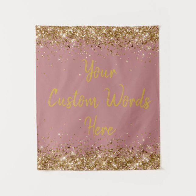 Dusty Rose and Gold Birthday Party Her Photo Booth Tapestry (Front)